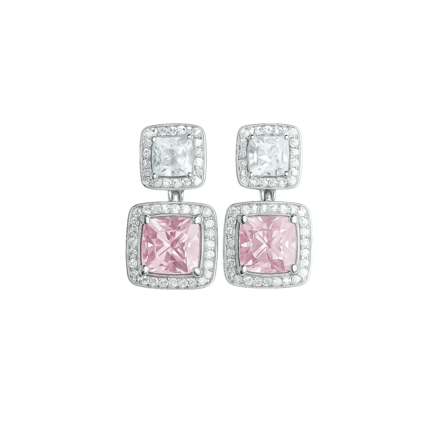 Azure Halo Drop Earrings - Pink