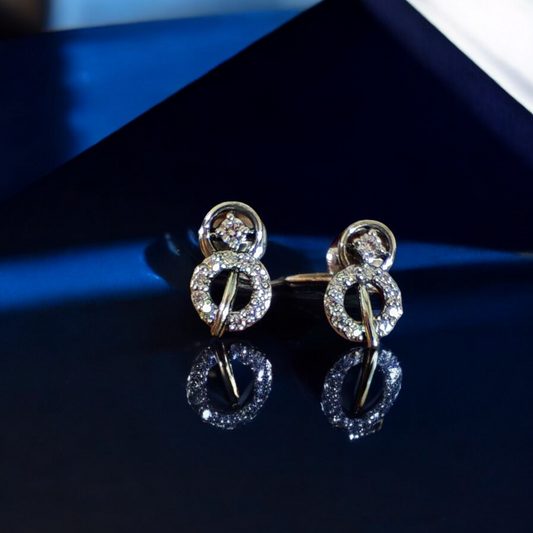 Handcrafted Crystal-Embellished Circular 925 Silver Earrings