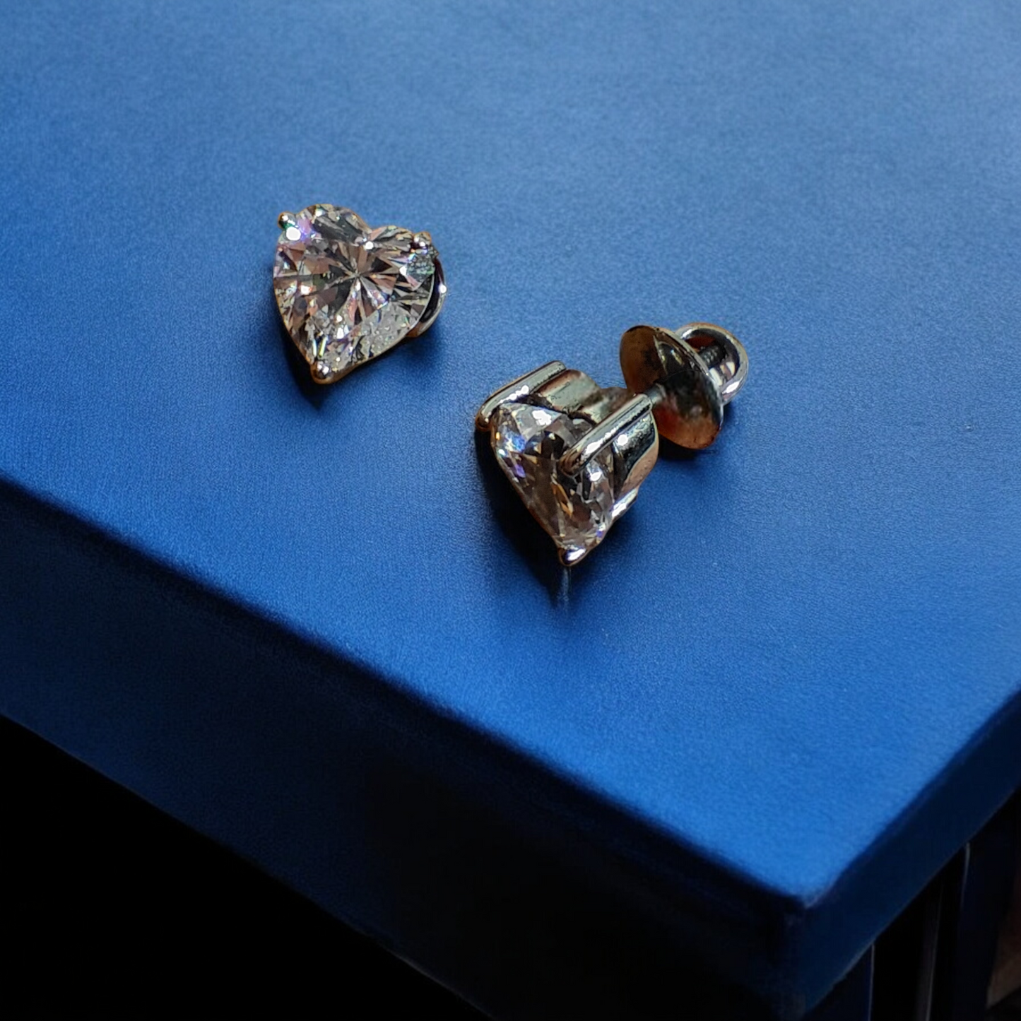 Handcrafted Heart-Shaped Crystal 925 Silver Earrings