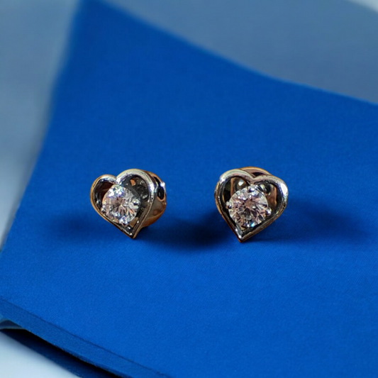 Handcrafted Heart Stud Earrings