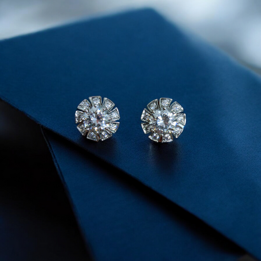 Handcrafted Sunburst Crystal Stud Earrings