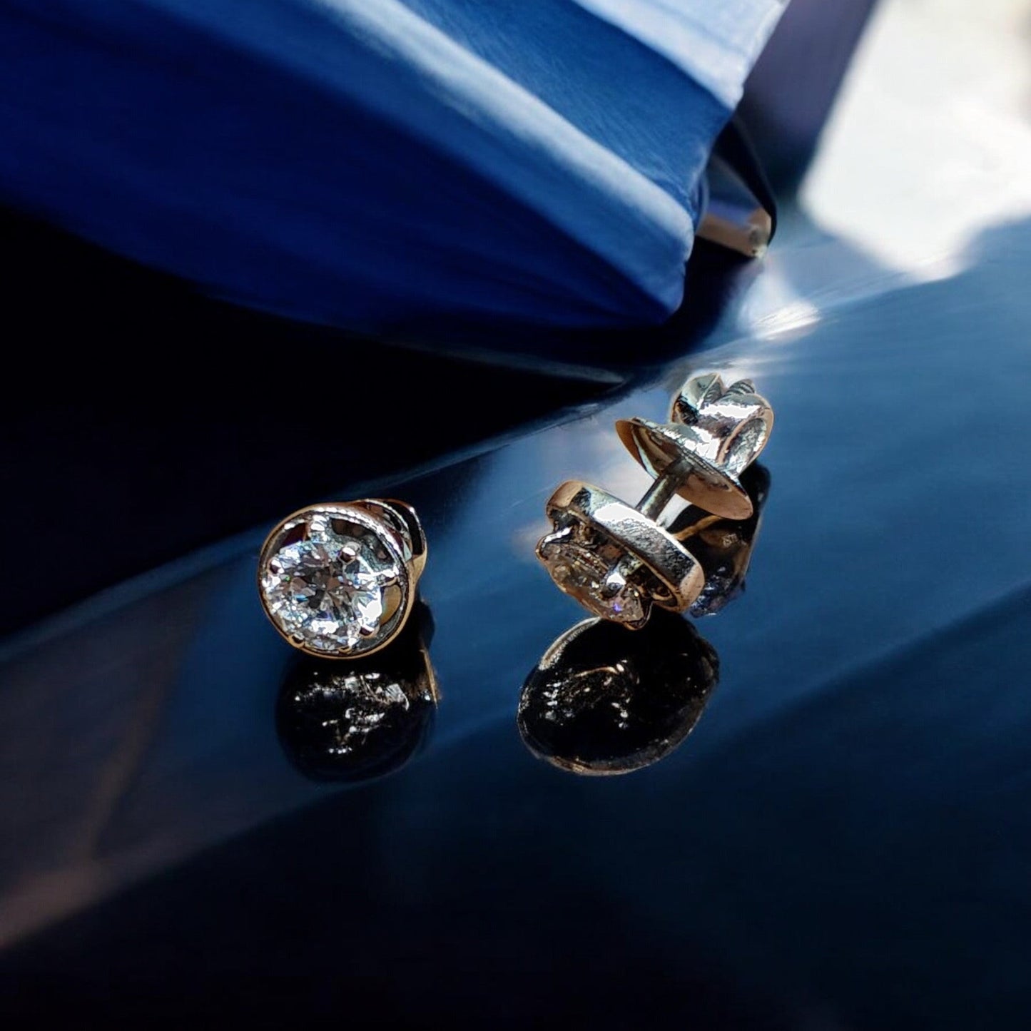 Handcrafted Classic Crystal Solitaire Studs