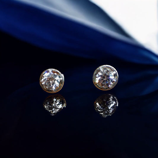 Handcrafted Classic Crystal Solitaire Studs