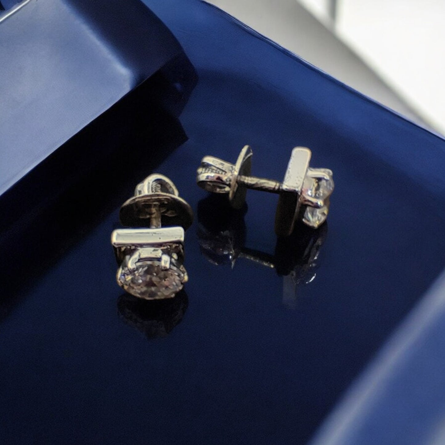 Handcrafted Minimalist Silver Square Sparkle Studs