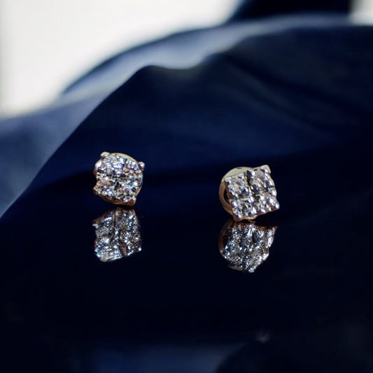 Handcrafted Square Cluster Stud Earrings