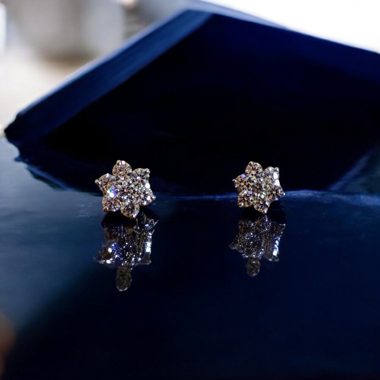 Handcrafted Floral Radiance Crystal Stud Earrings (small)