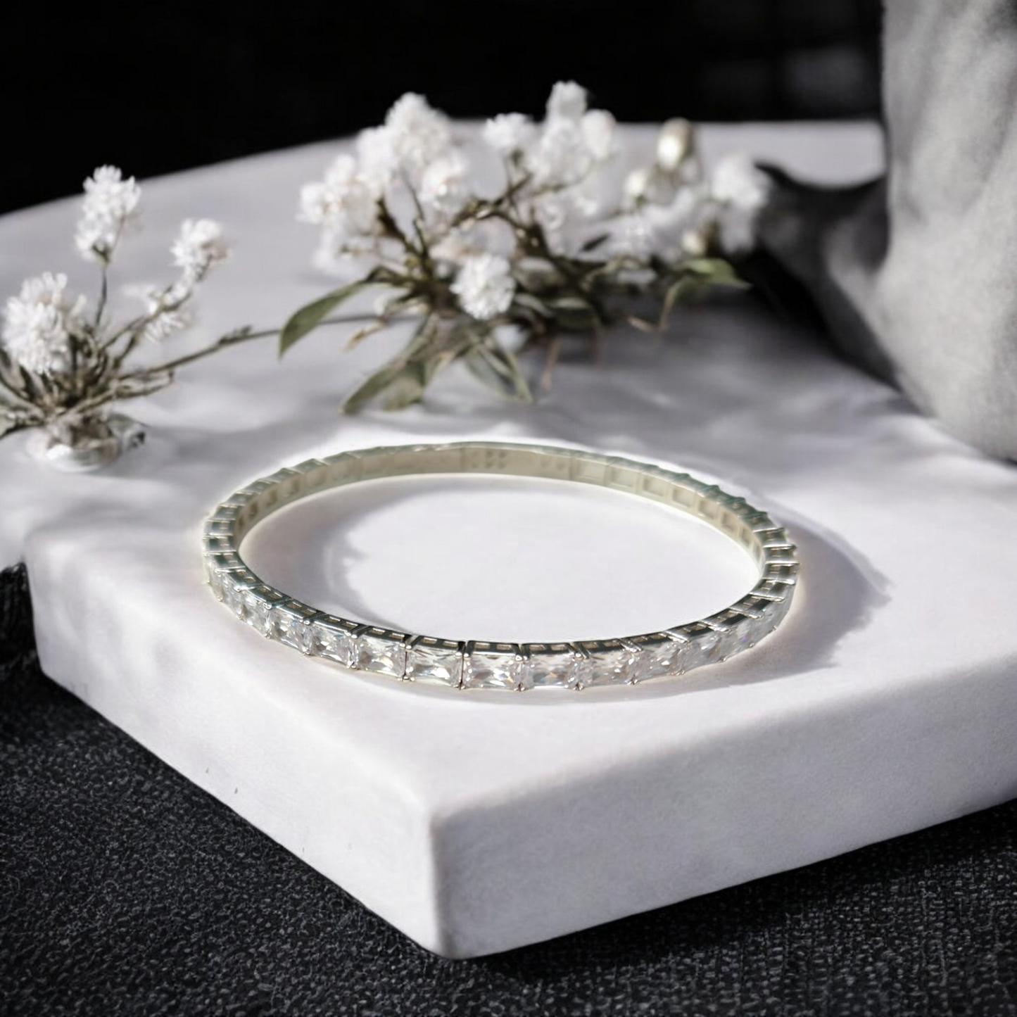 Radiant Crystal Silver Bangle