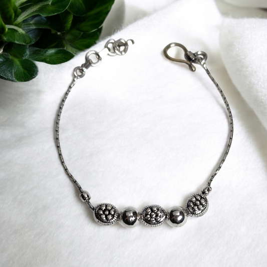 Floral Orbit Silver Bracelet