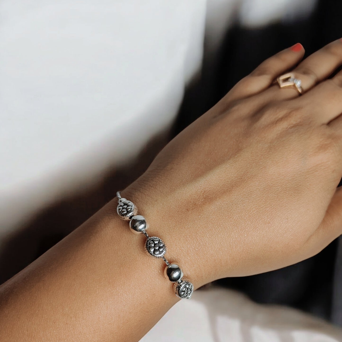 Floral Orbit Silver Bracelet