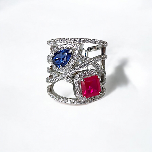 Handcrafted Premium Dual Gem Elegance Ring
