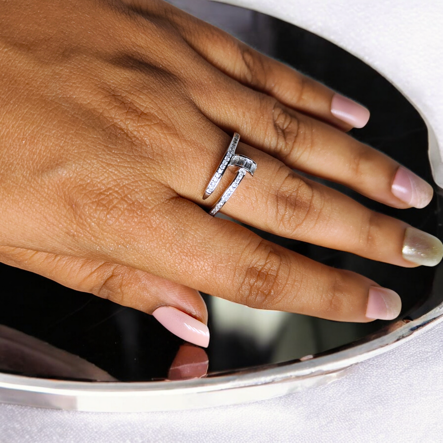The Baguette Nail Screw Ring