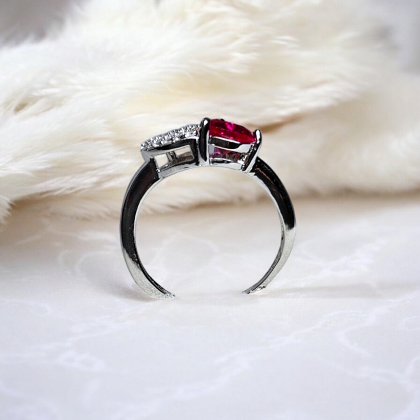 The Heartbeat Duo Ring - Pink Gem