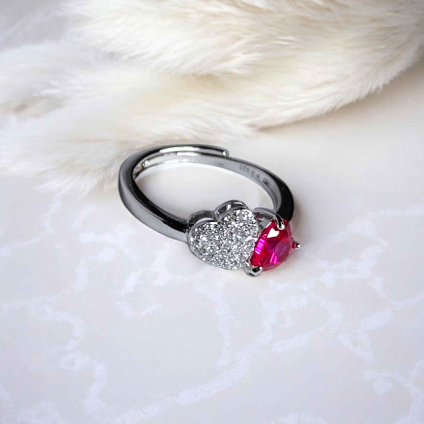 The Heartbeat Duo Ring - Pink Gem