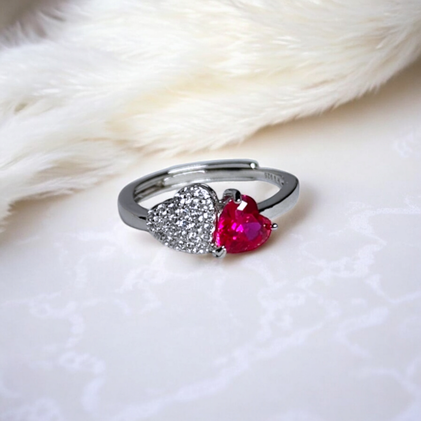The Heartbeat Duo Ring - Pink Gem