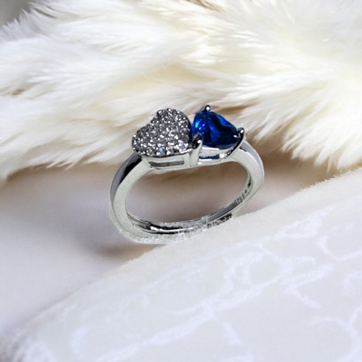 The Heartbeat Duo Ring - Blue Gem