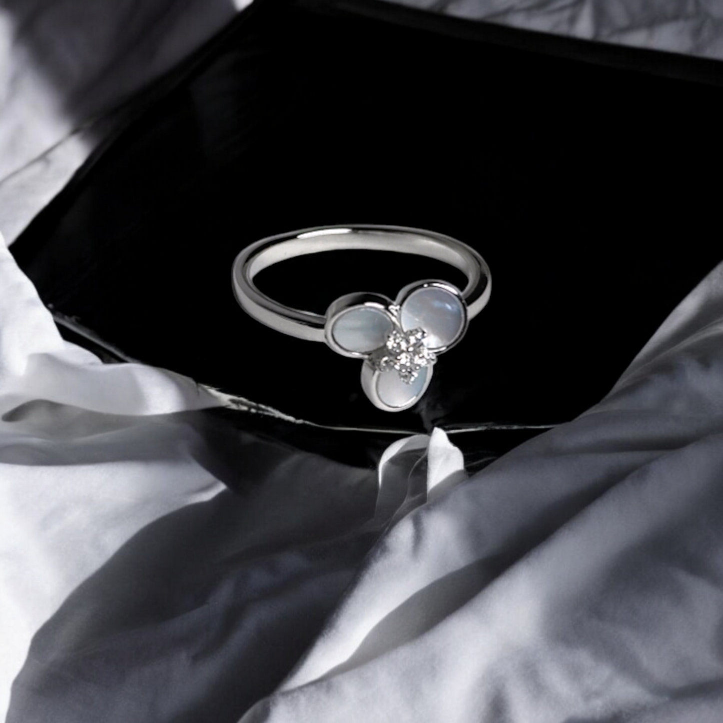 Moonlit Blossom Sterling Silver Ring