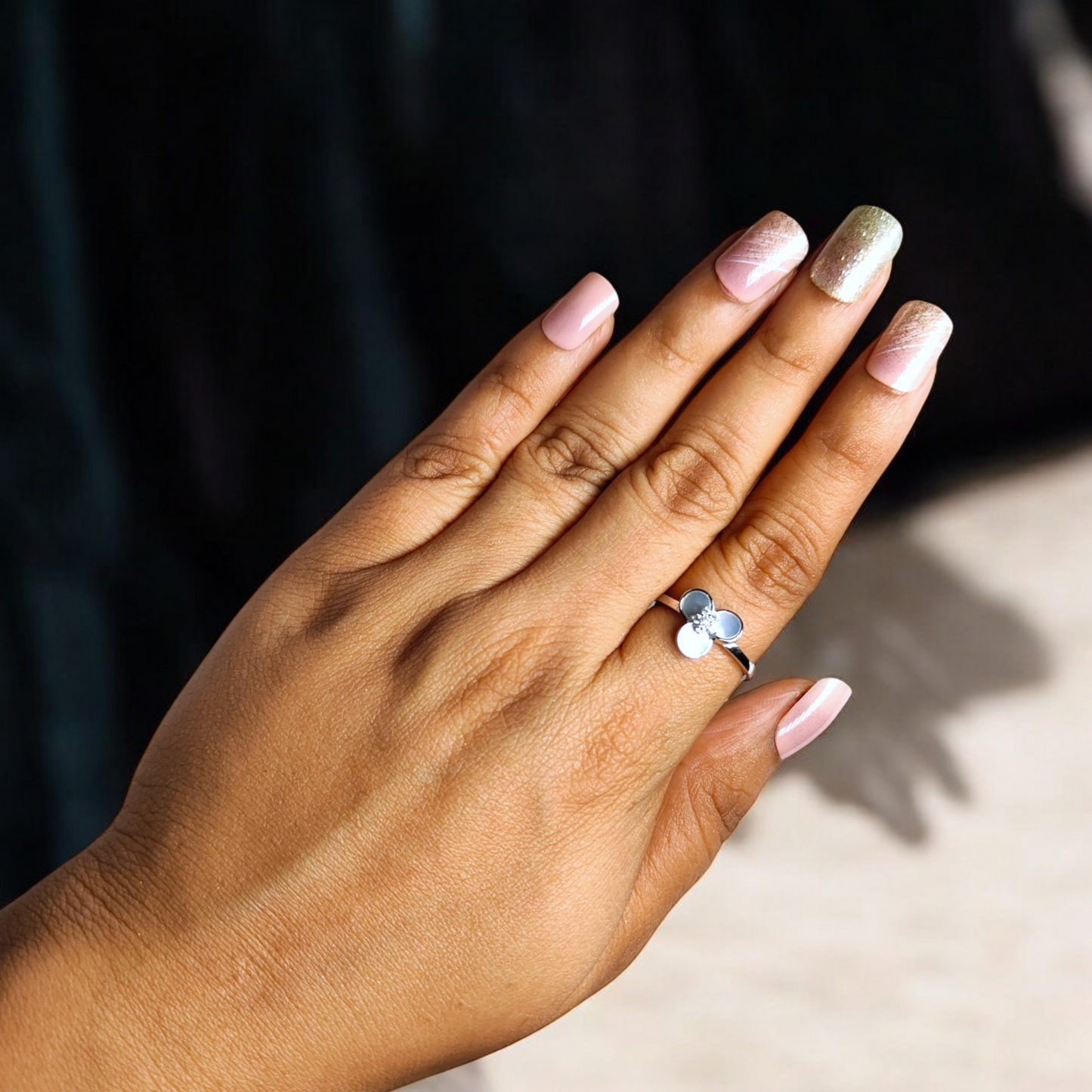 Moonlit Blossom Sterling Silver Ring