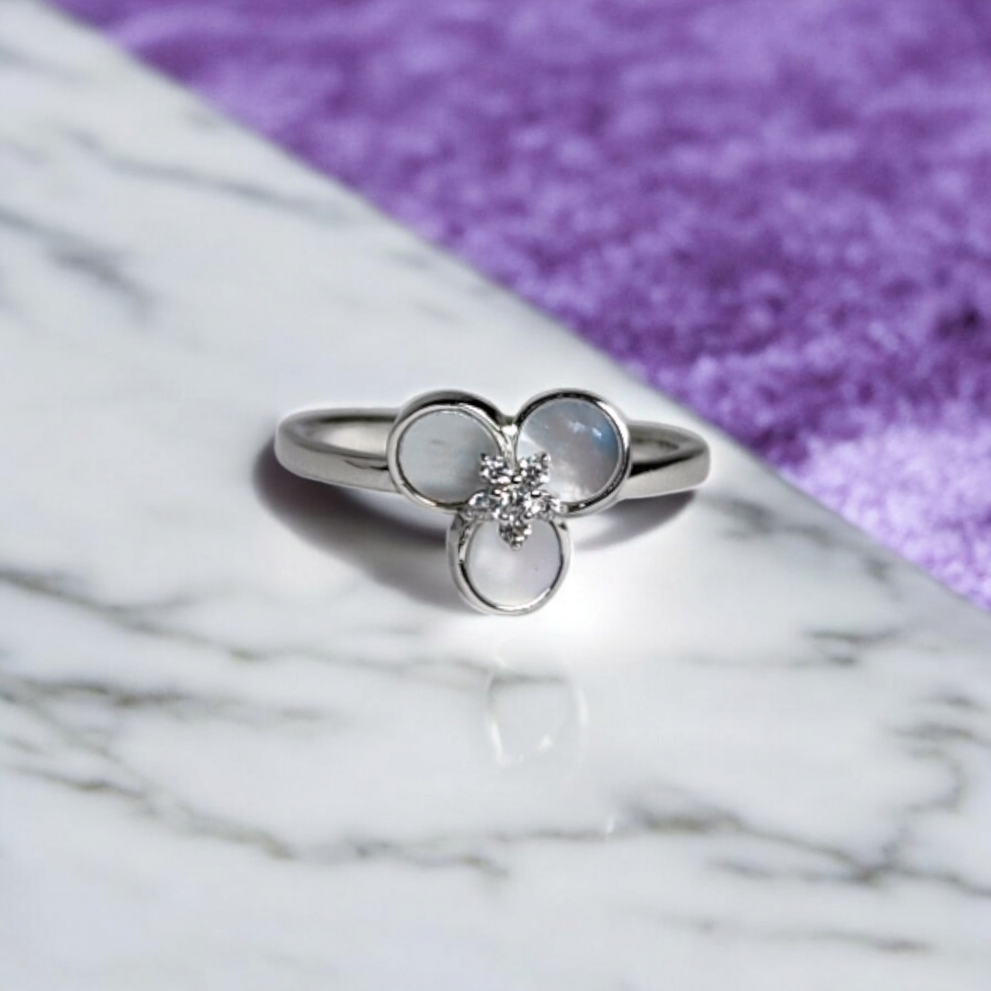 Moonlit Blossom Sterling Silver Ring