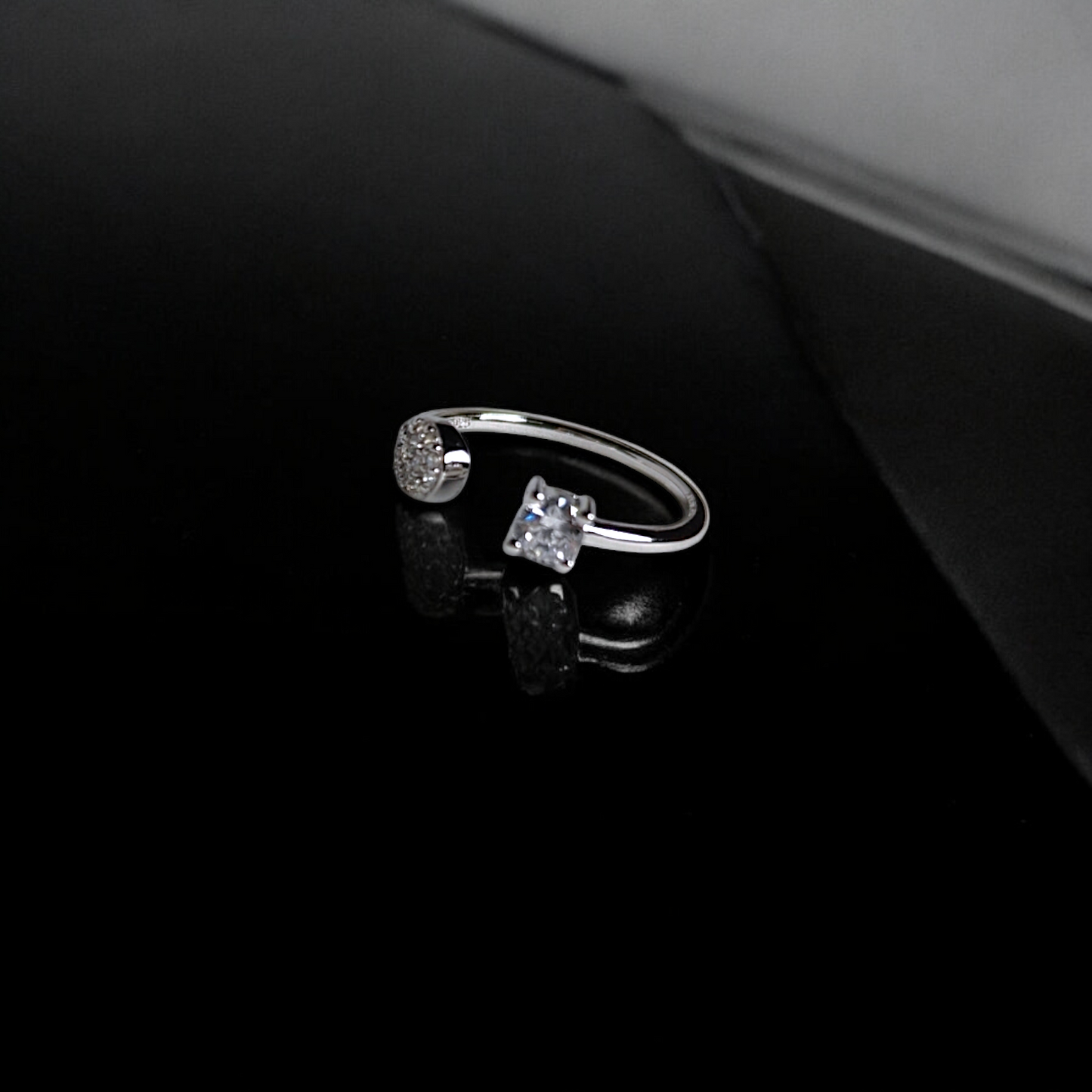 Modern Edge Open Sterling Silver Ring