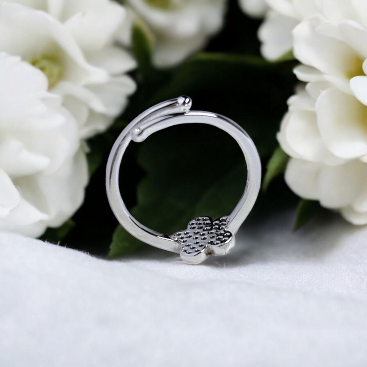 Sparkling Blossom Adjustable Ring
