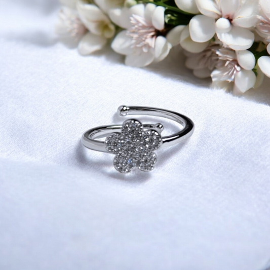 Sparkling Blossom Adjustable Ring