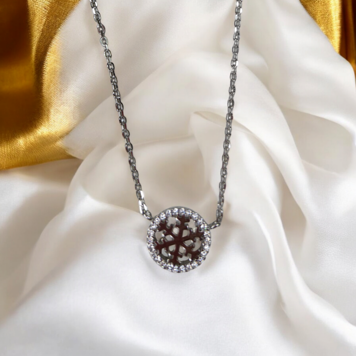 Sparkling Snowflake Charm Necklace