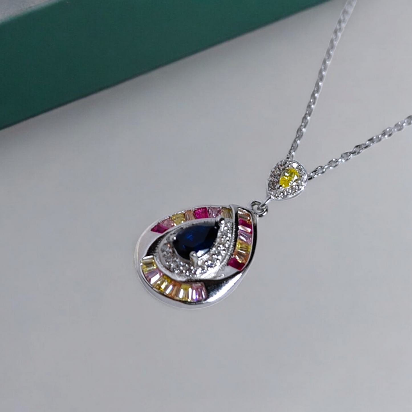 Elegant Teardrop Sapphire Necklace