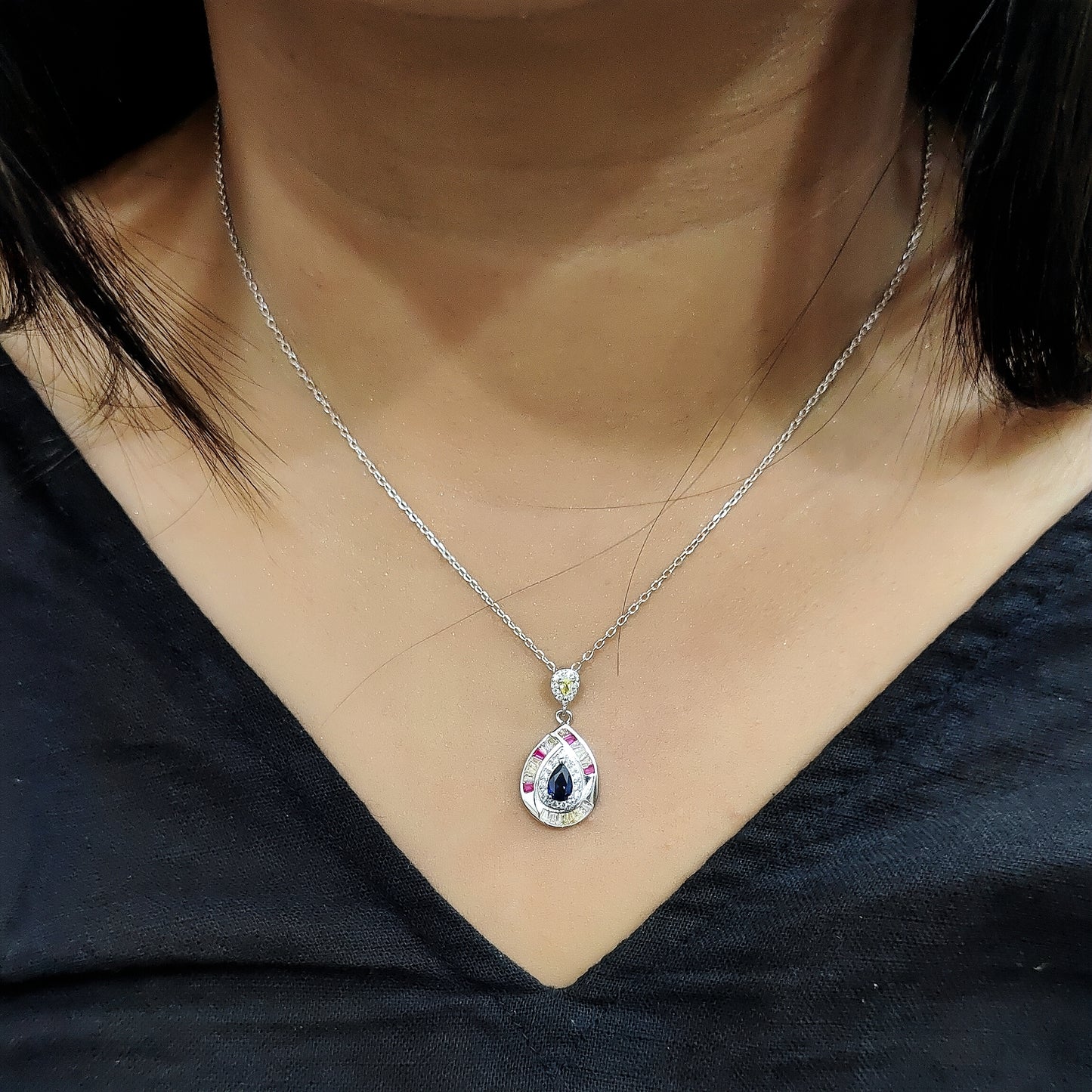 Elegant Teardrop Sapphire Necklace