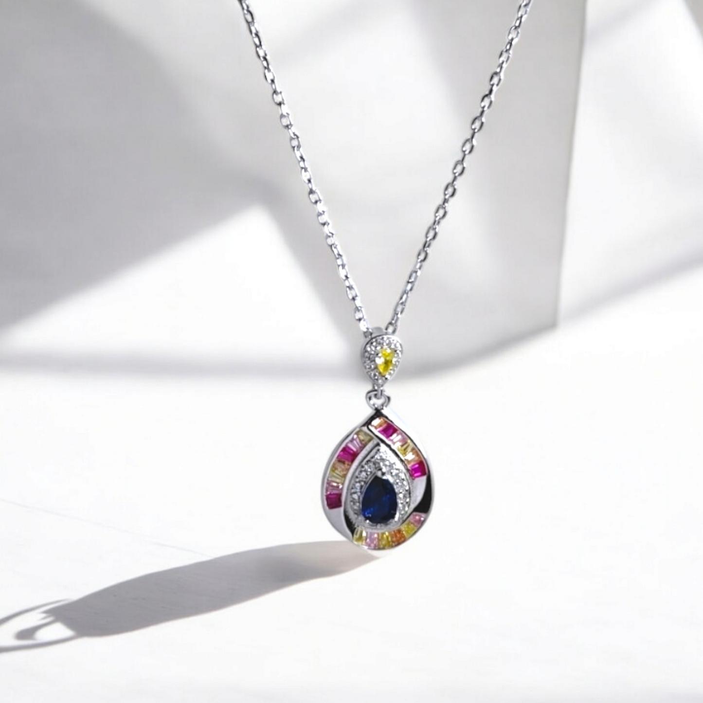 Elegant Teardrop Sapphire Necklace