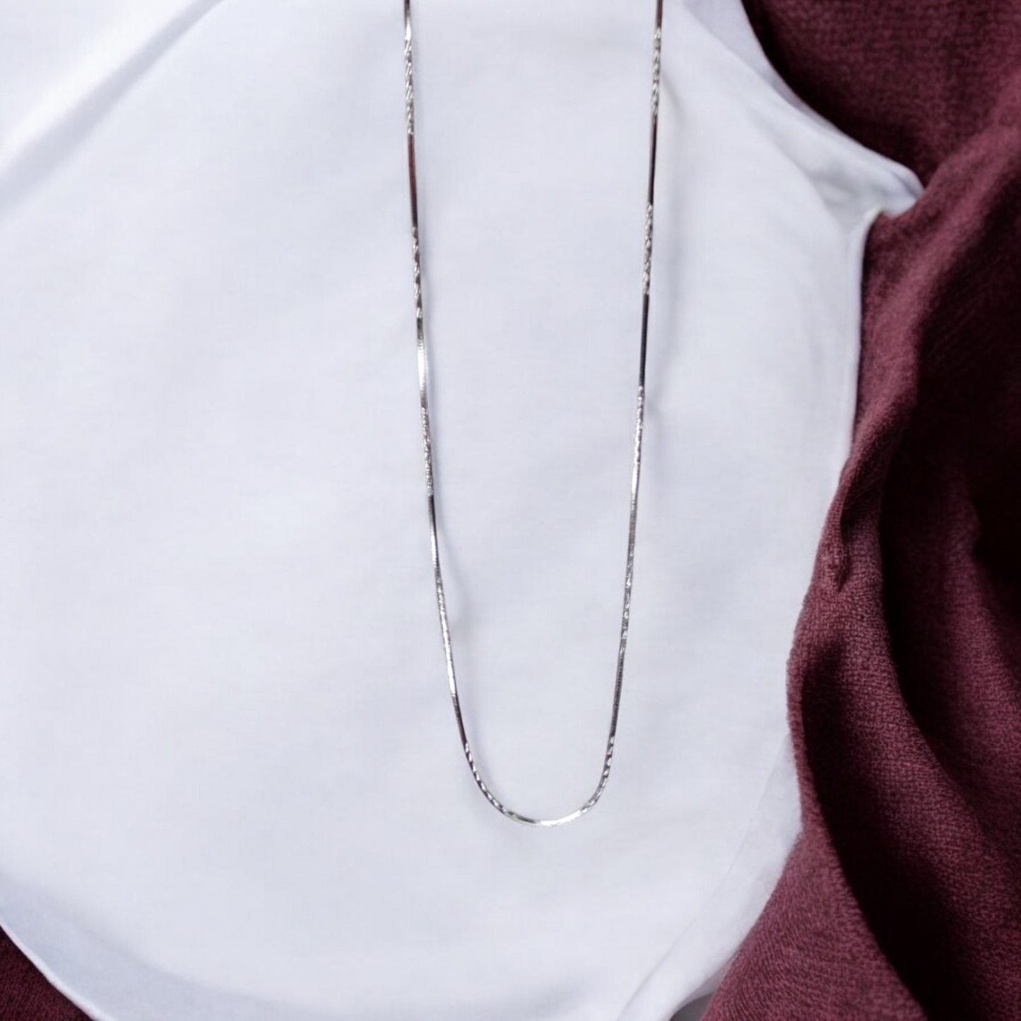 Classic Long Silver Chain Necklace