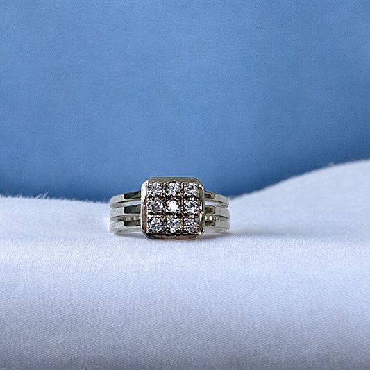 Handcrafted Classic Square Silver Ring for Him