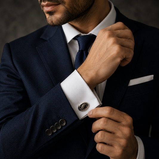Elegant Black and Gold Oval Cufflinks