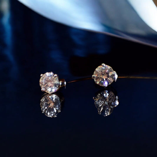 Handcrafted Classic Solitaire Crystal Stud Earrings