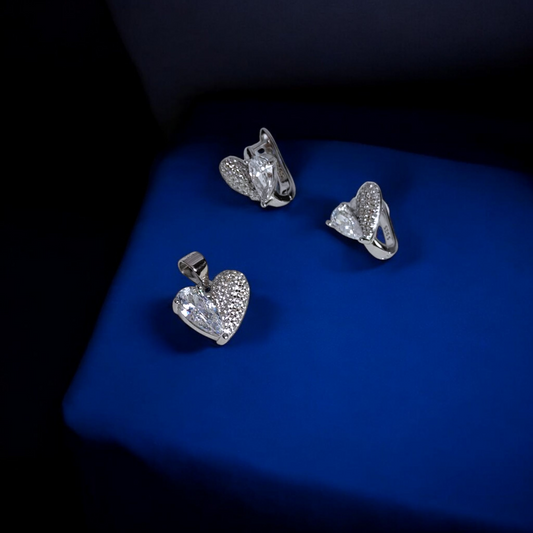 Eternal Love Heart Pendant & Earrings Set
