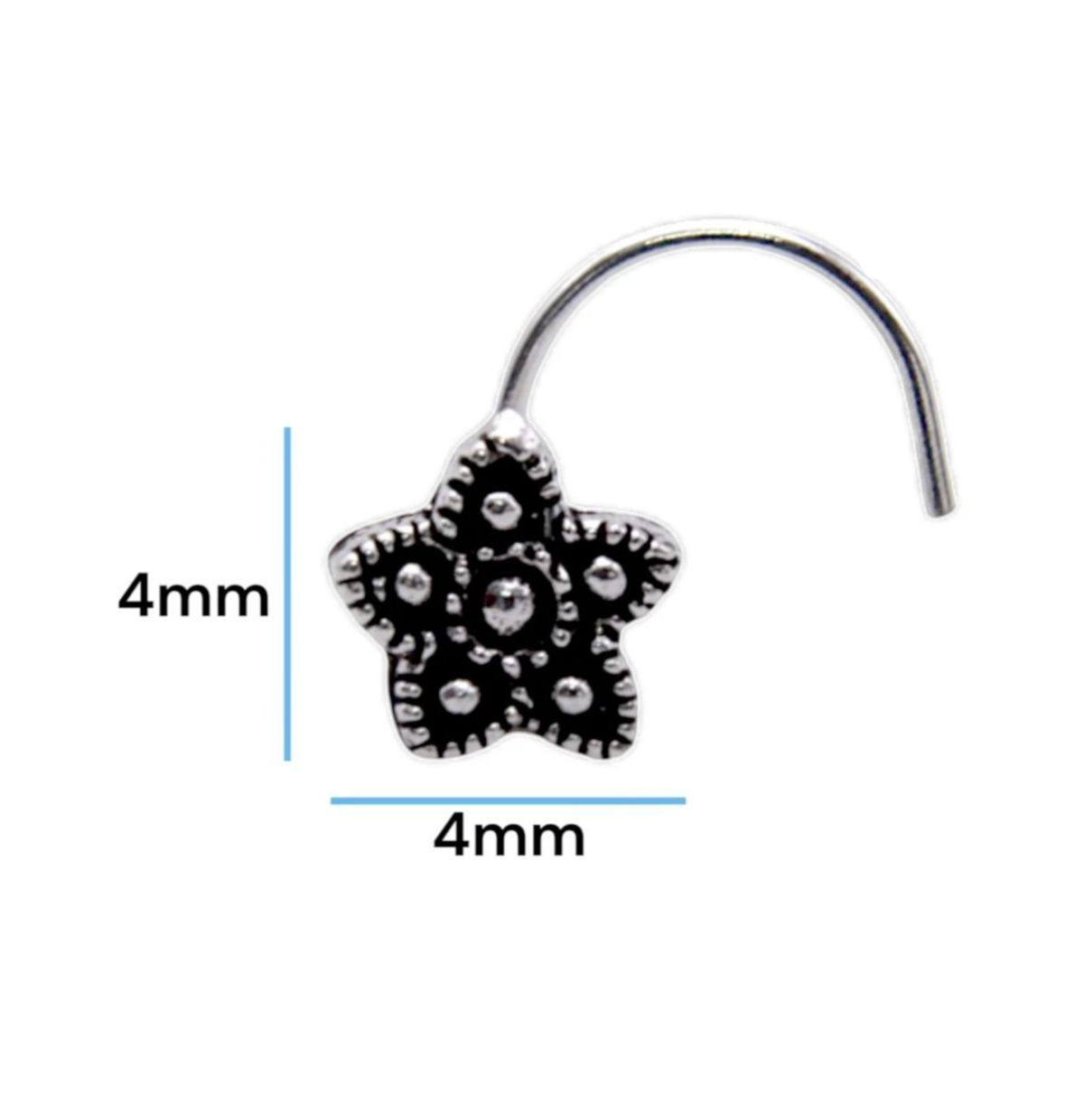 925 Sterling Silver Lotus Wired Nose Pin
