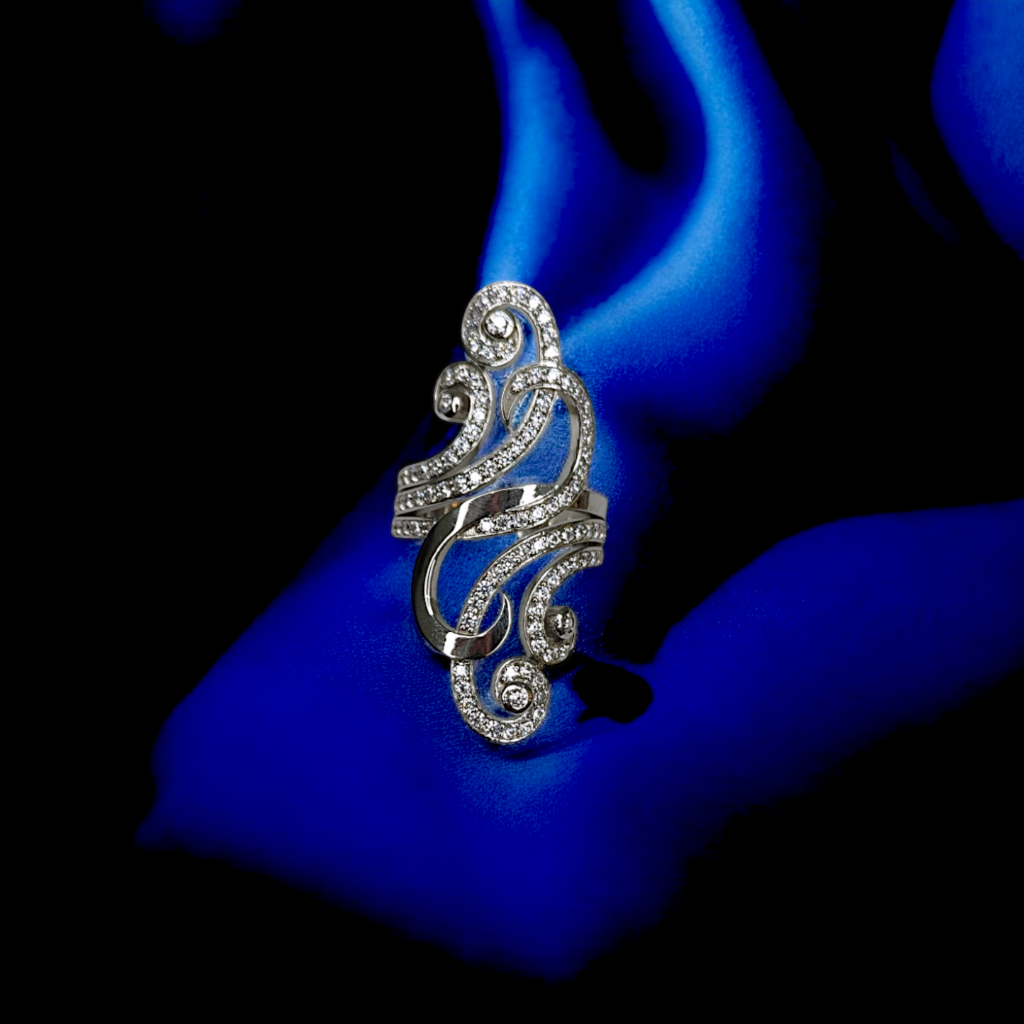 Handcrafted Swirling Elegance Cocktail Ring