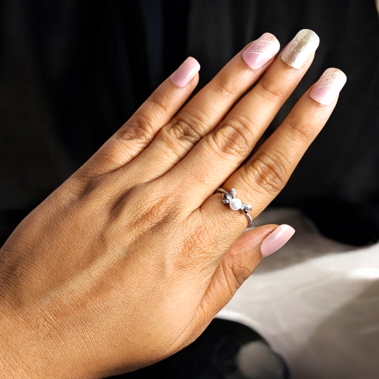 The Elegance Bow Pearl Ring