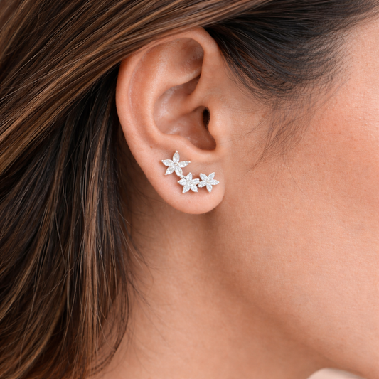 Floral Drop Stud Earrings