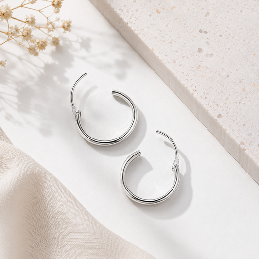 Sterling Silver Endless Hoop Earrings (8mm–24mm)