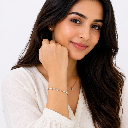 Elegant Wave Diamond Cluster Bracelet