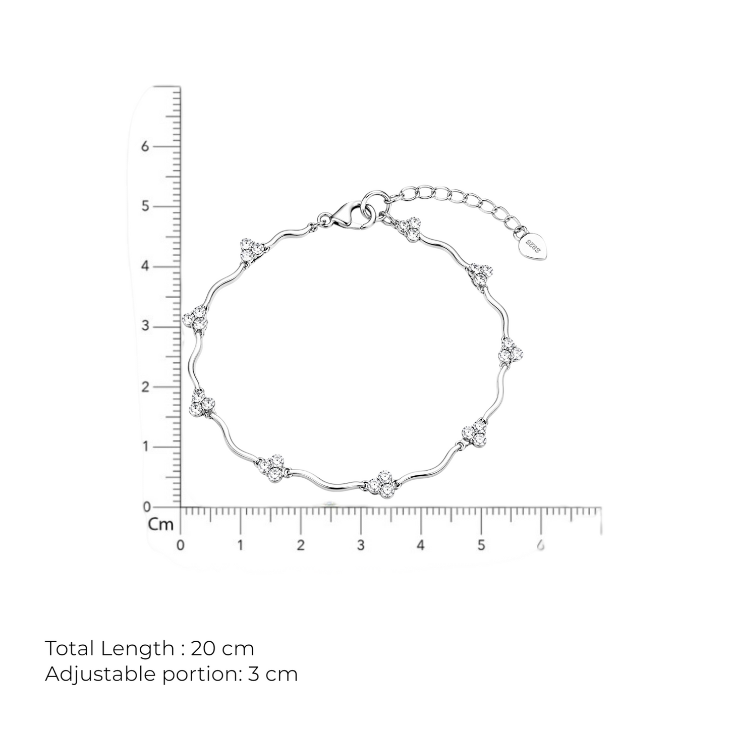 Elegant Wave Diamond Cluster Bracelet