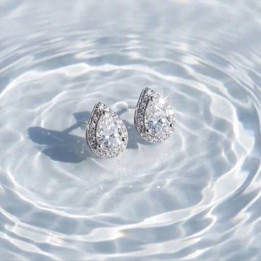 Luminous Pear Cut 925 Silver Earrings