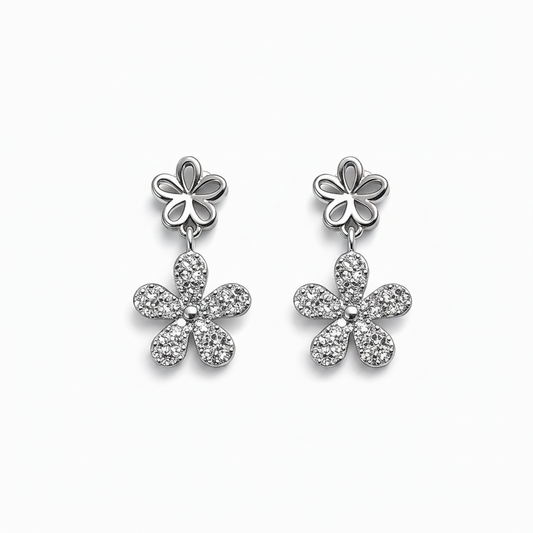 Dual Floral Drop Earrings