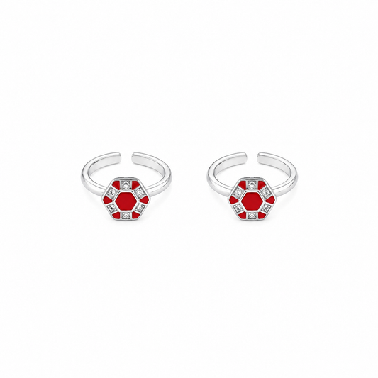Ruby Blossom Adjustable Toe Rings