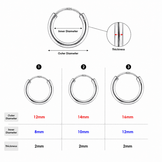 Thick Classic Hoop Earrings (12mm - 16mm)