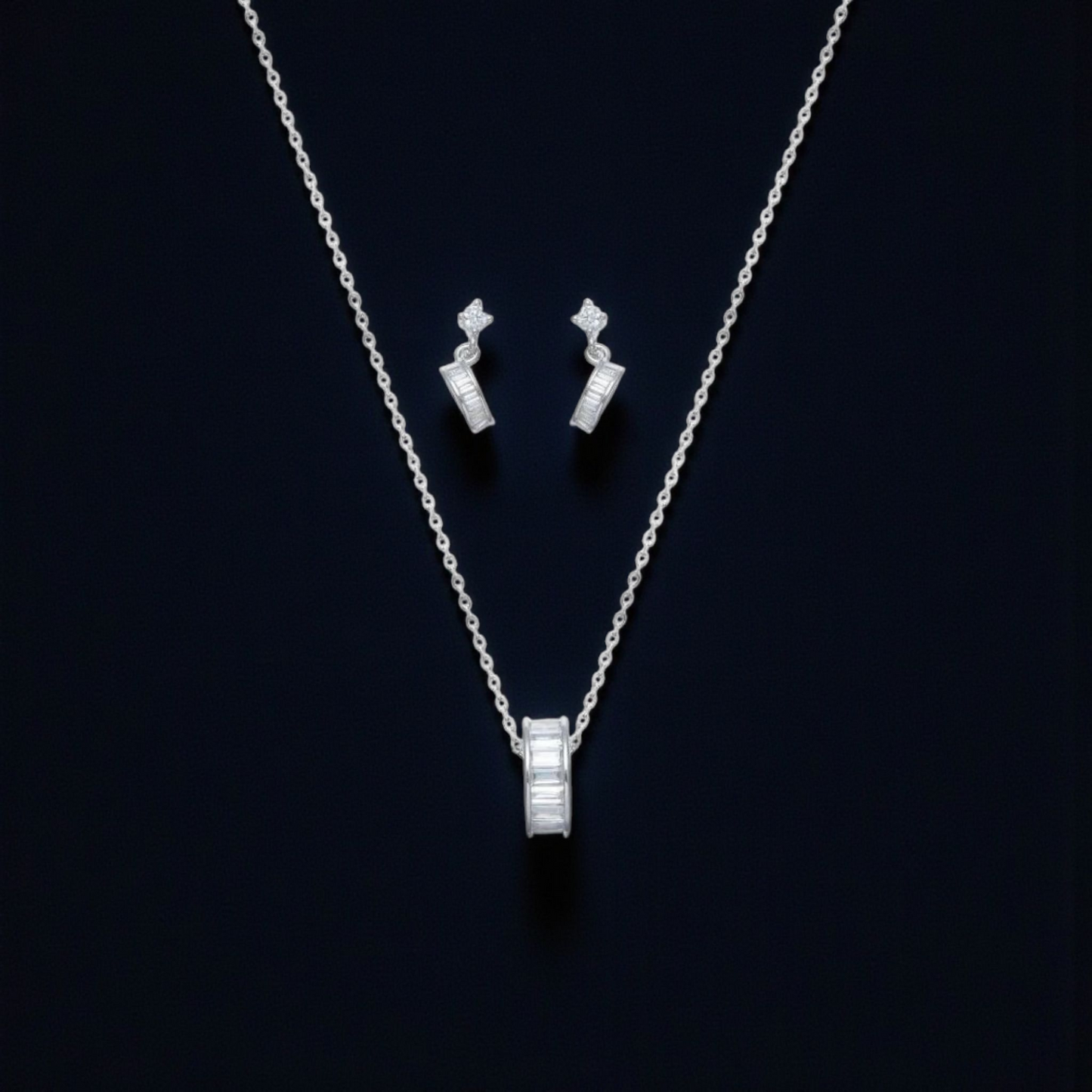 Baguette Sparkle Chain Pendant Tops