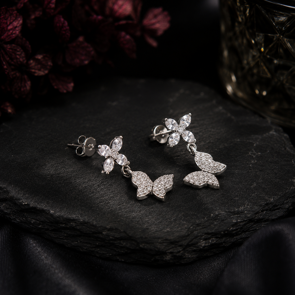 Fluttering Butterfly Drop Earrings