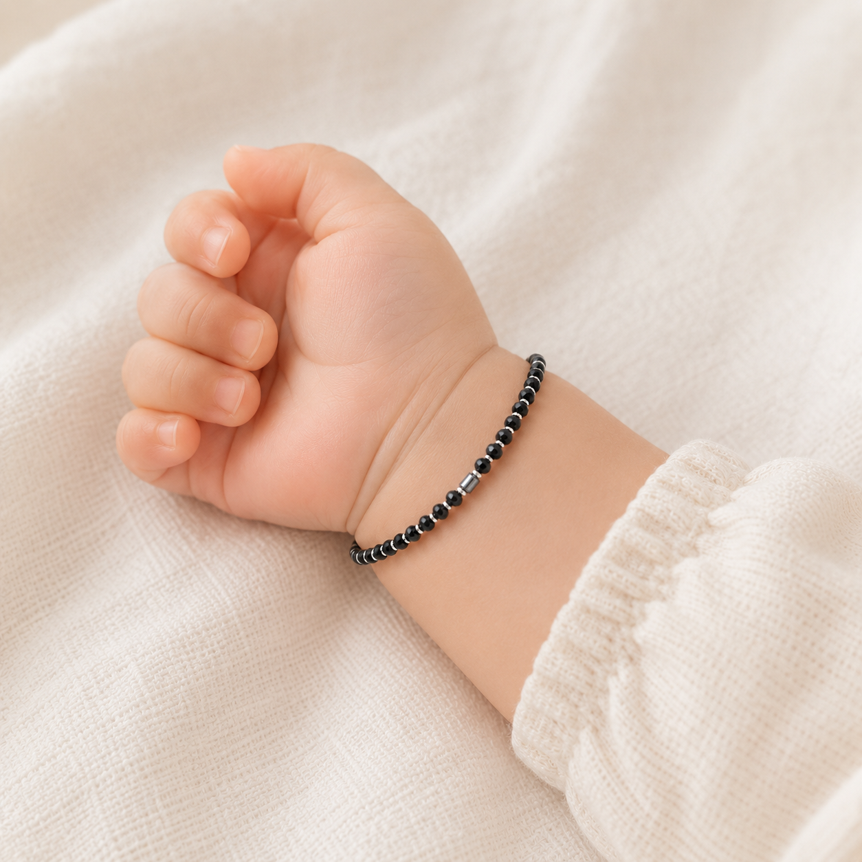 Adjustable Protective Black Bead Baby Bracelet