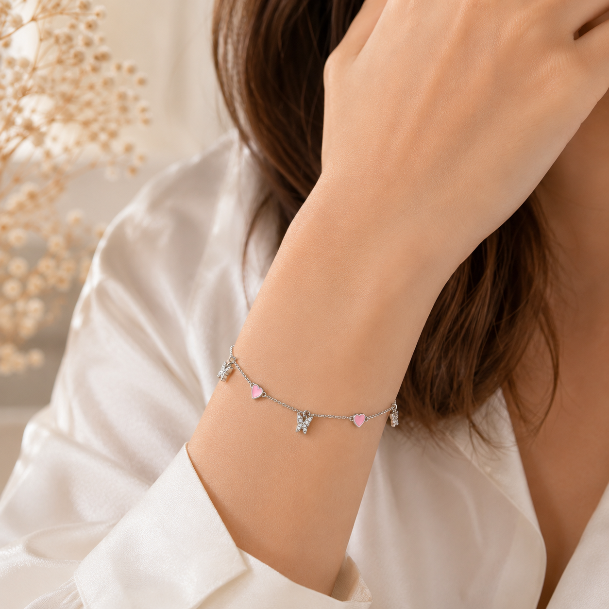 Flutter Heart & Butterfly Charm Bracelet