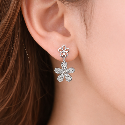 Dual Floral Drop Earrings